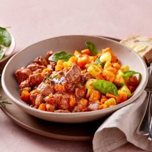 Slow-Cooked Mediterranean Beef with Rosemary Roasted Vegetables