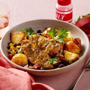 Smokey Chicken with Roasted Chat Potatoes, Corn & Black Bean Salsa