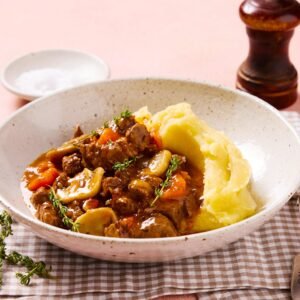 Beef Bourguignon with Roasted Mash Potatoes